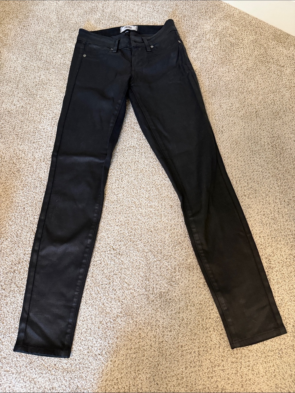PAIGE Black Skinny Coated Ponte Pants